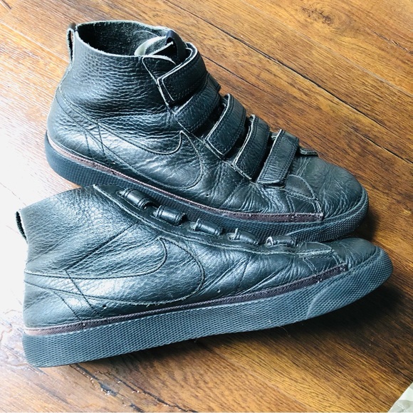 Nike Black Leather High-Top Men's Shoes 8.5 - Picture 1 of 12